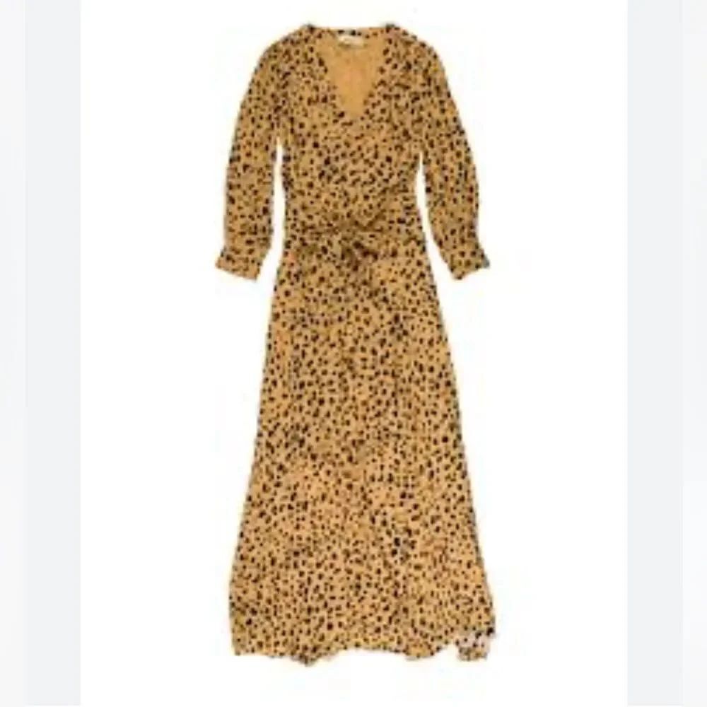 Nicholas Tan Leopard Print V-Neck Tie Front Silk Maxi Dress Women’s Size 4